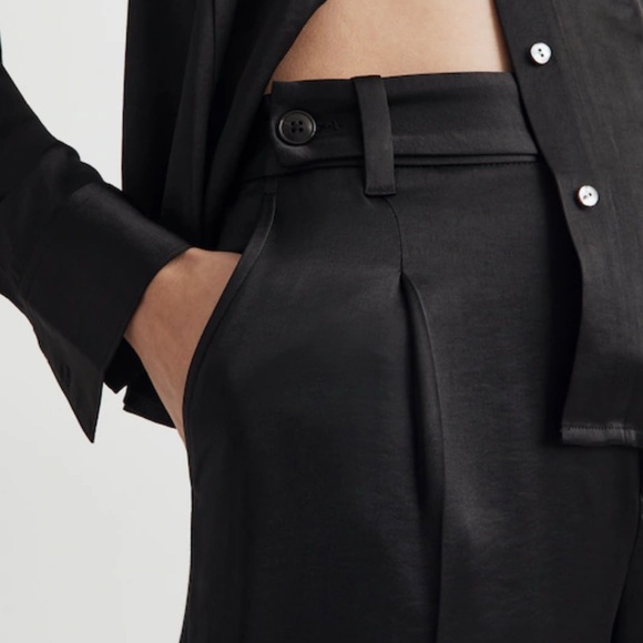 Madewell Petite Black The Harlow Wide Leg Pant in Satin Size 0P - Picture 3 of 13